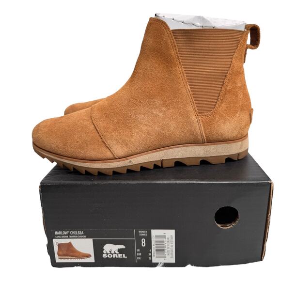 Sorel Harlow Chelsea Boots Camel Brown Suede Waterproof fall winter Women’s 8 - Picture 7 of 16